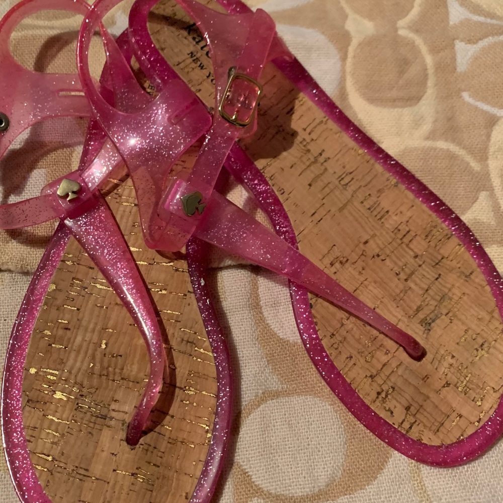 Kate Spade Pink Sparkle Jelly Thong Sandals
